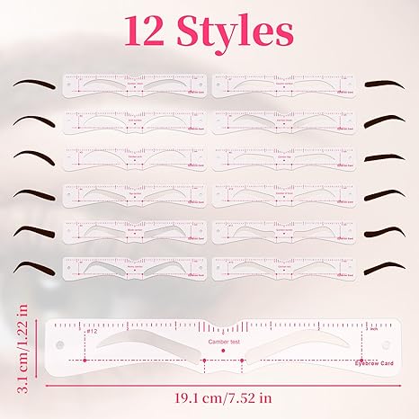 12 Eyebrow Shaper Kit, Reusable Eyebrow Template With Strap, 3 Minutes Makeup