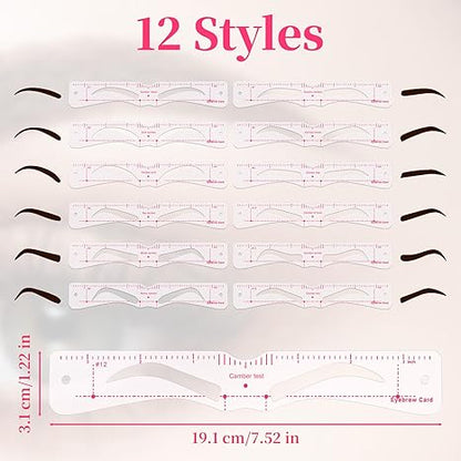 12 Eyebrow Shaper Kit, Reusable Eyebrow Template With Strap, 3 Minutes Makeup
