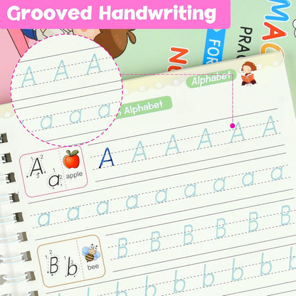 4-Pack Reusable Magic Grooved Practice Copybooks for Kids