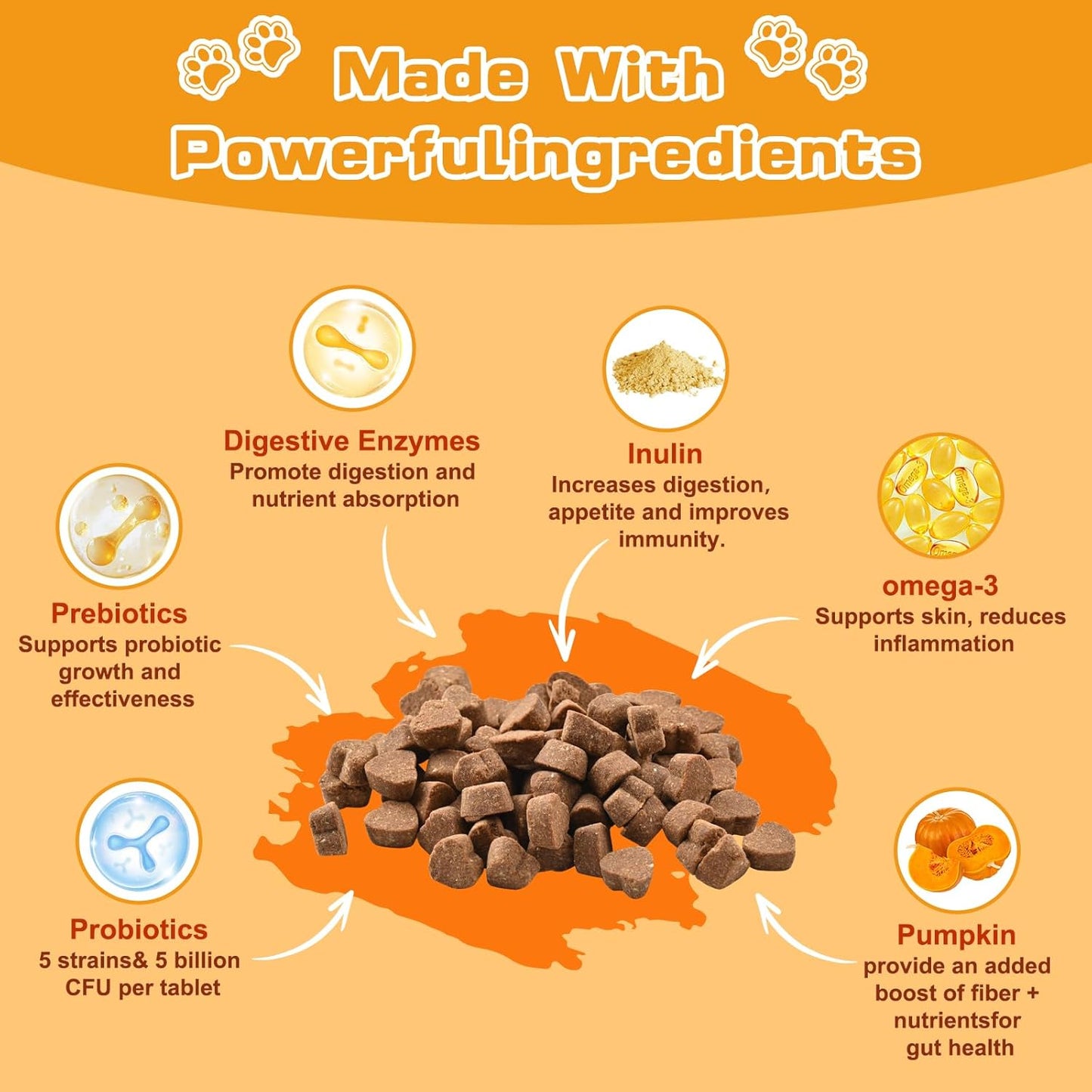 Probiotic Chew for Dogs & Cats for Digestive, Gut, Skin & immune Health, Reduce Diarrhea & Gas