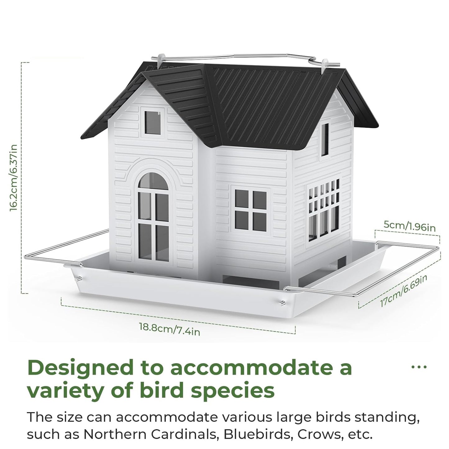 Hanging Metal Bird House Feeder with Solar Lights, Garden Decor for Outside