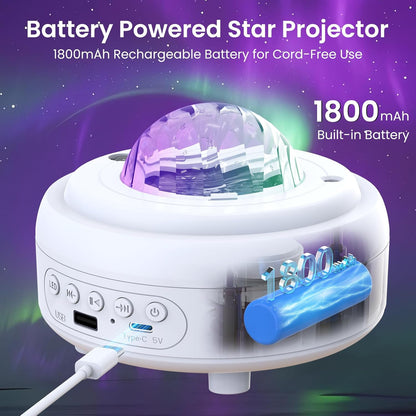 UFO Spaceship Projection Starry Sky Lamp with Bluetooth Speaker LED Lights Bedroom RGB Aurora Moon Lamp