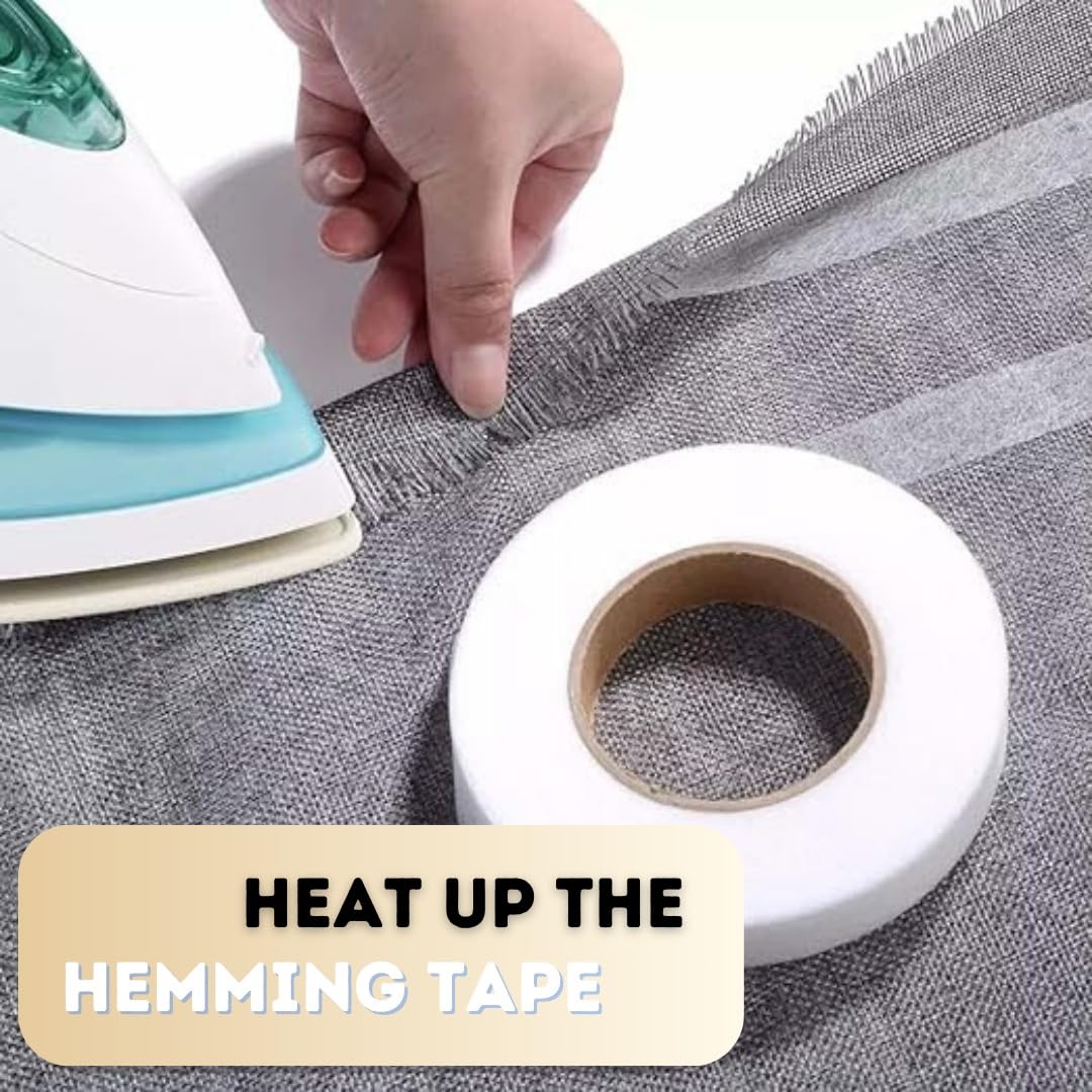 3 Rolls Hemming Tape for Pants and Clothes – No-Sew Fabric Hem Tape for Quick Clothing Repairs – Easy to Apply, Clean Invisible Finish
