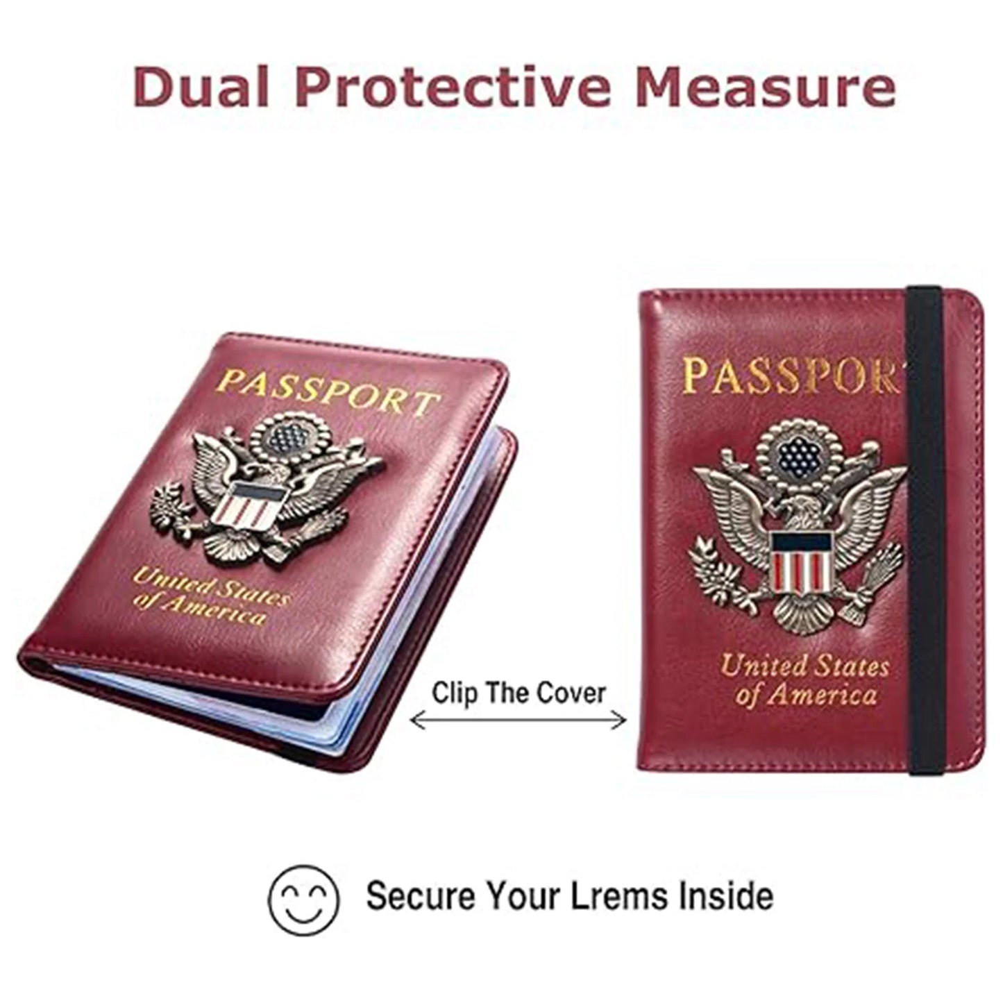RFID Blocking Passport Holder with US Metal Badge