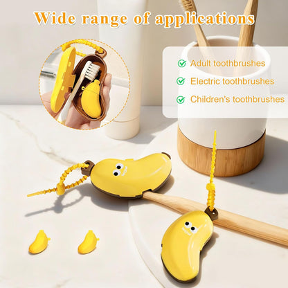 Banana Toothbrush Travel Case with Built-in Toothpaste Dispenser