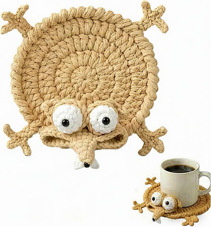 Funny Hand-Crocheted 3D Squirrel Coaster for Coffee & Animal Lovers