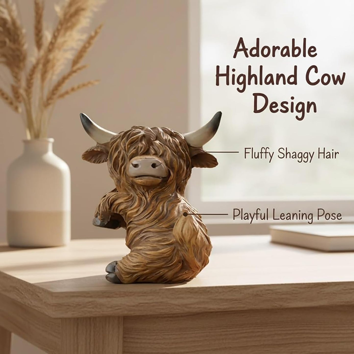 Cute Mini Highland Cow Dashboard Decoration