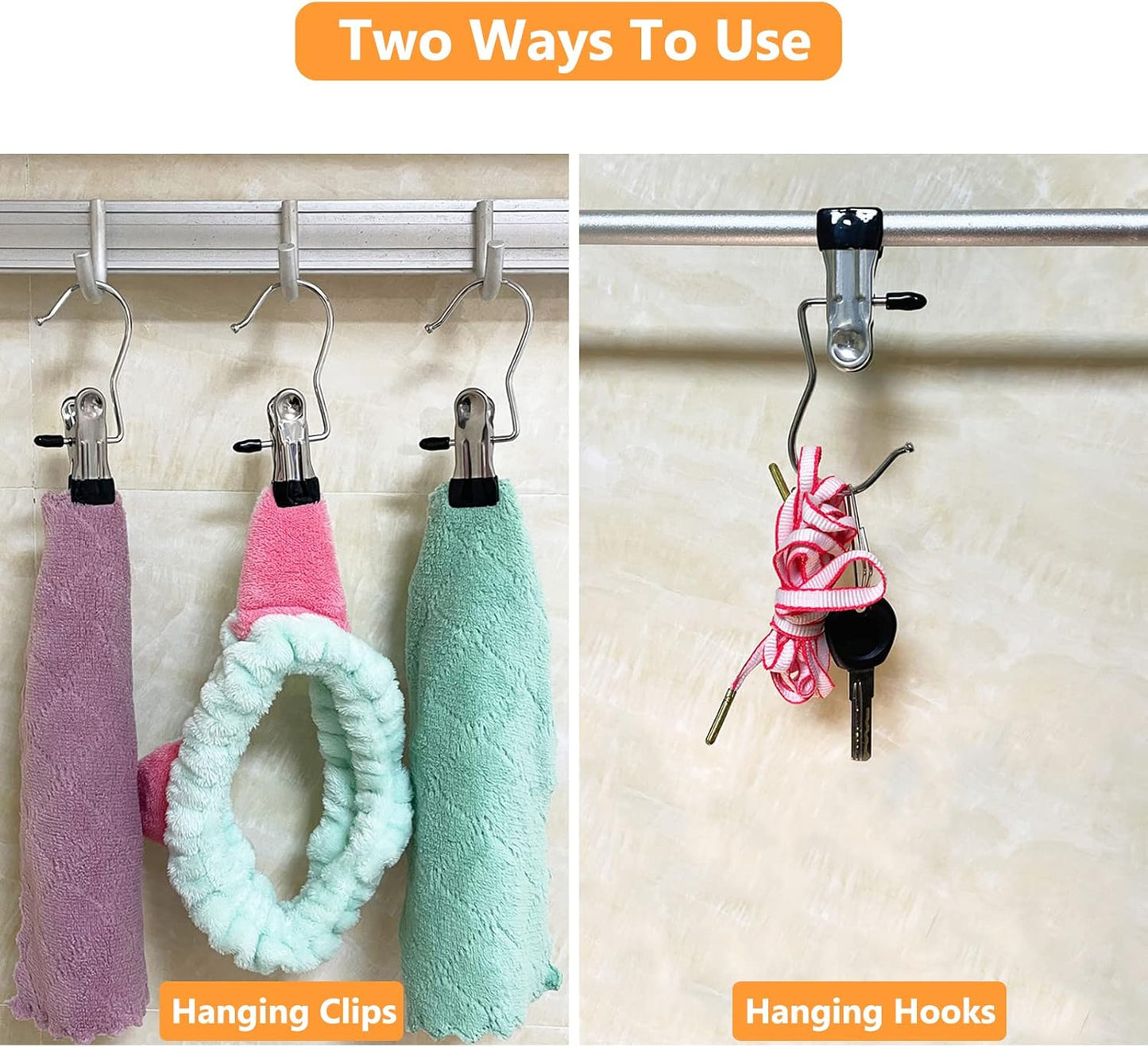 10Pcs Stainless Multi Function Clip Hooks,Laundry Hanging Hooks Clips,Closet Hangers,Boot Clips