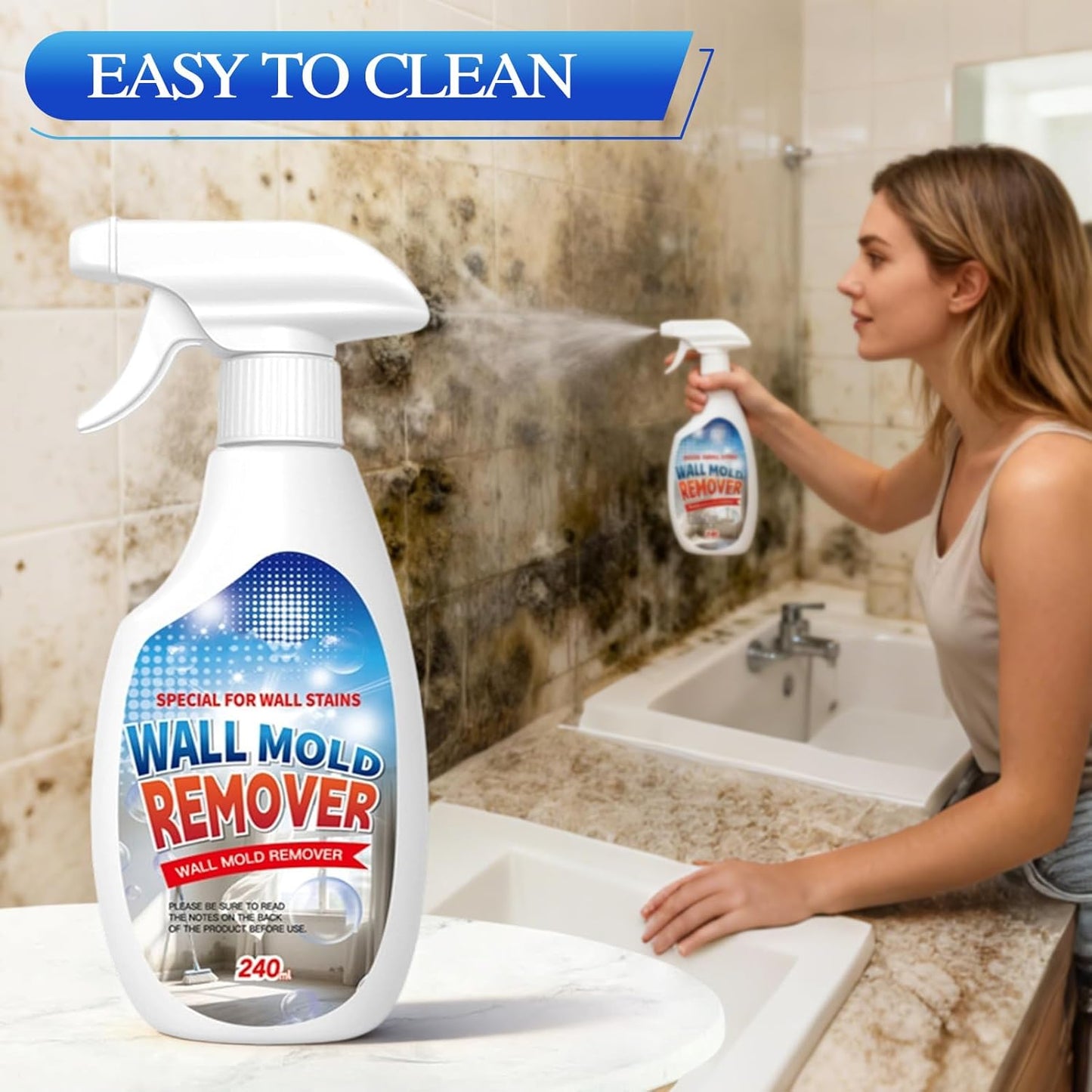Wall Highly Effective Cleaner Spray for Wood, Tile, Fabric, Bathrooms, Kitchens