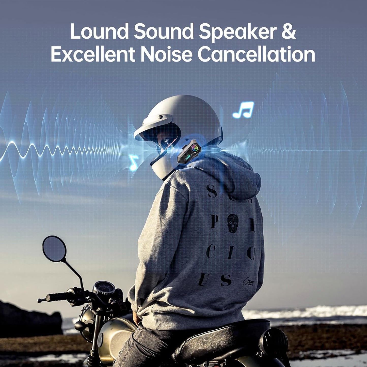 Motorcycle Waterproof Bluetooth Helmet Headset with Noise Cancellation