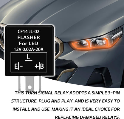 2Pcs 3 Pin CF14 JL-02 Electronic Car Flasher Relay to Fix LED Light Turn Signal Hyper Flash Blinking Light 12V DC