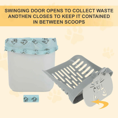 Pooper Scooper for Cat, Cat Litter Scoop with Bags, Integrated Detachable Deep Shovel Holder