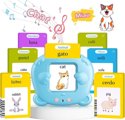 Spanish & English 224 Words Alphabet Bilingual Talking Flash Cards for 3-8 Years Toddlers