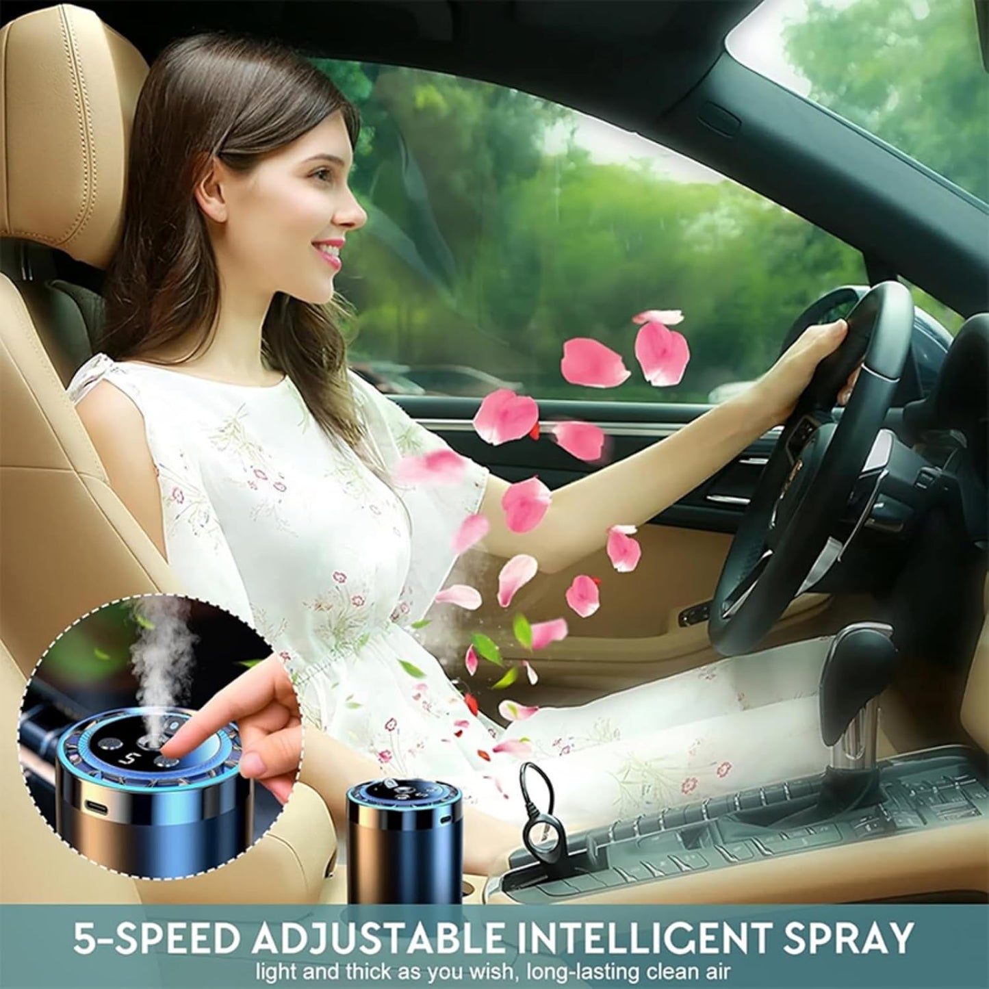 Smart Car Air Freshener Diffuser with Starry Sky Projection and Perfume