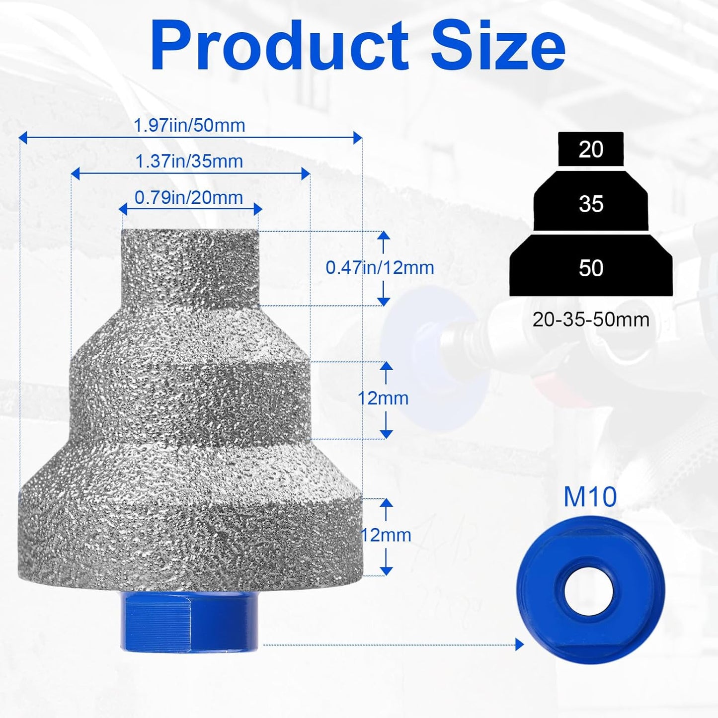 Diamond Beveling Chamfer Bit for Hole Enlarging, Adapting for Angle Grinders