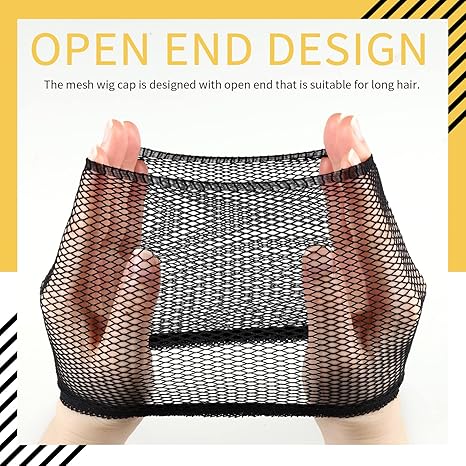 4PCS Black Mesh Wig Cap Net, Open End Hair Mesh Net Wig Caps, Liner Weaving Caps