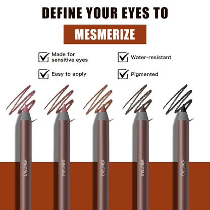 24 Hr Waterproof Eyeliner Duo Sharpenable Eye Pencil, - Smudge-Proof, Transfer-Proof, Up to 16HR Wear