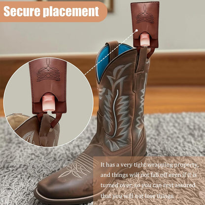 Western Leather Boot Credit Card Holder with Snap Fastening for Women