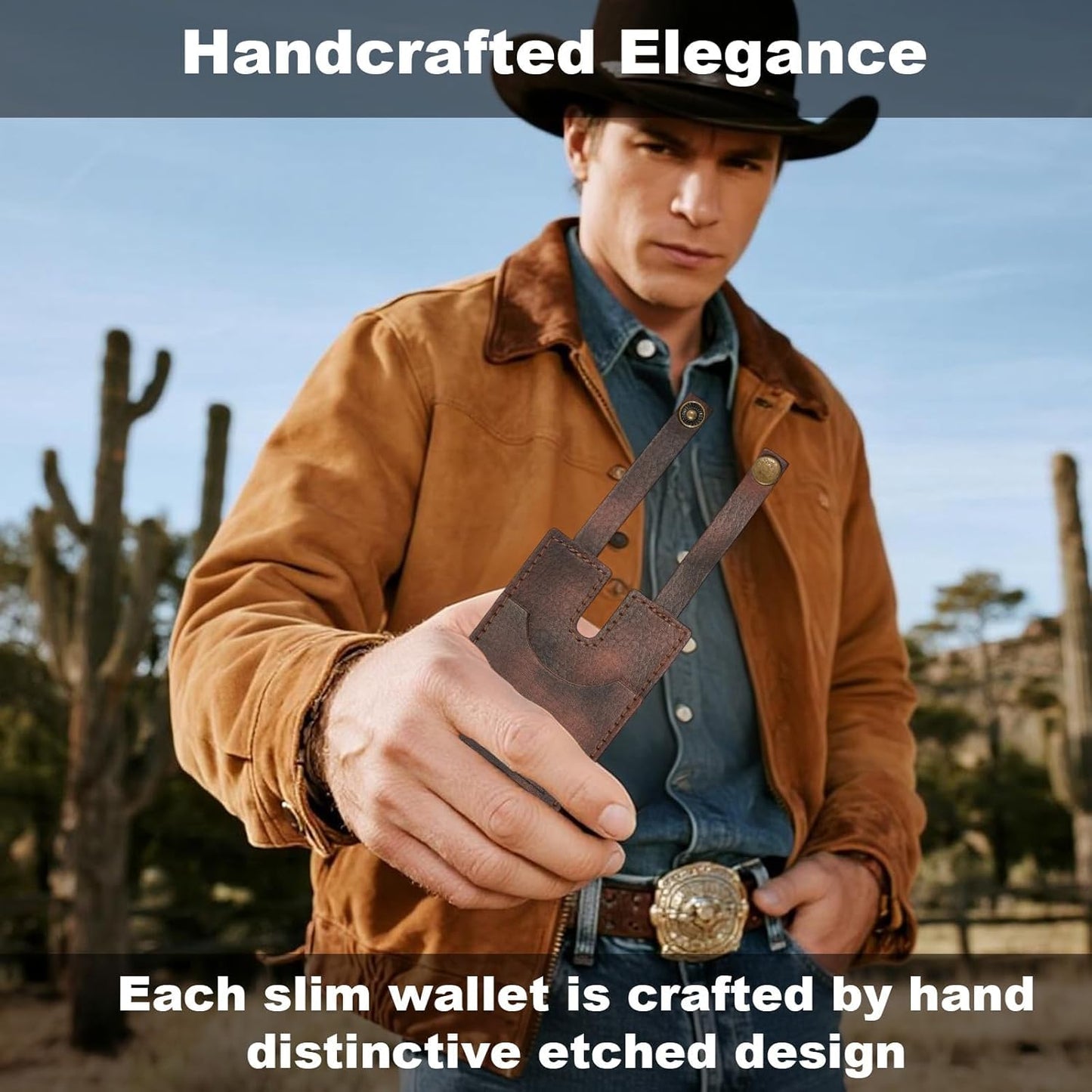 Western Leather Boot Credit Card Holder with Snap Fastening for Women