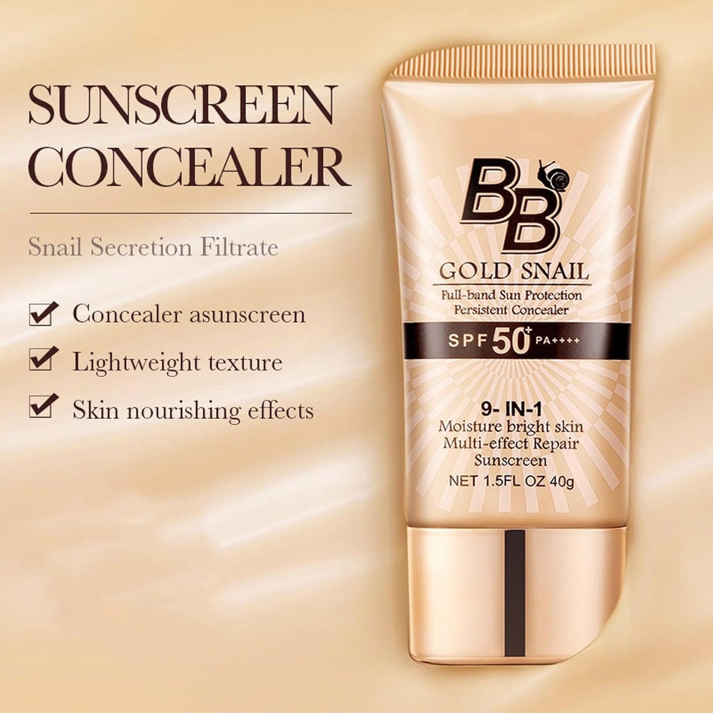 2PCS Sunscreen Cover BB Cream - Tinted Moisturizer with Full Coverage Concealer, SPF50+ PA++++, Long-Lasting Lightweight Formula