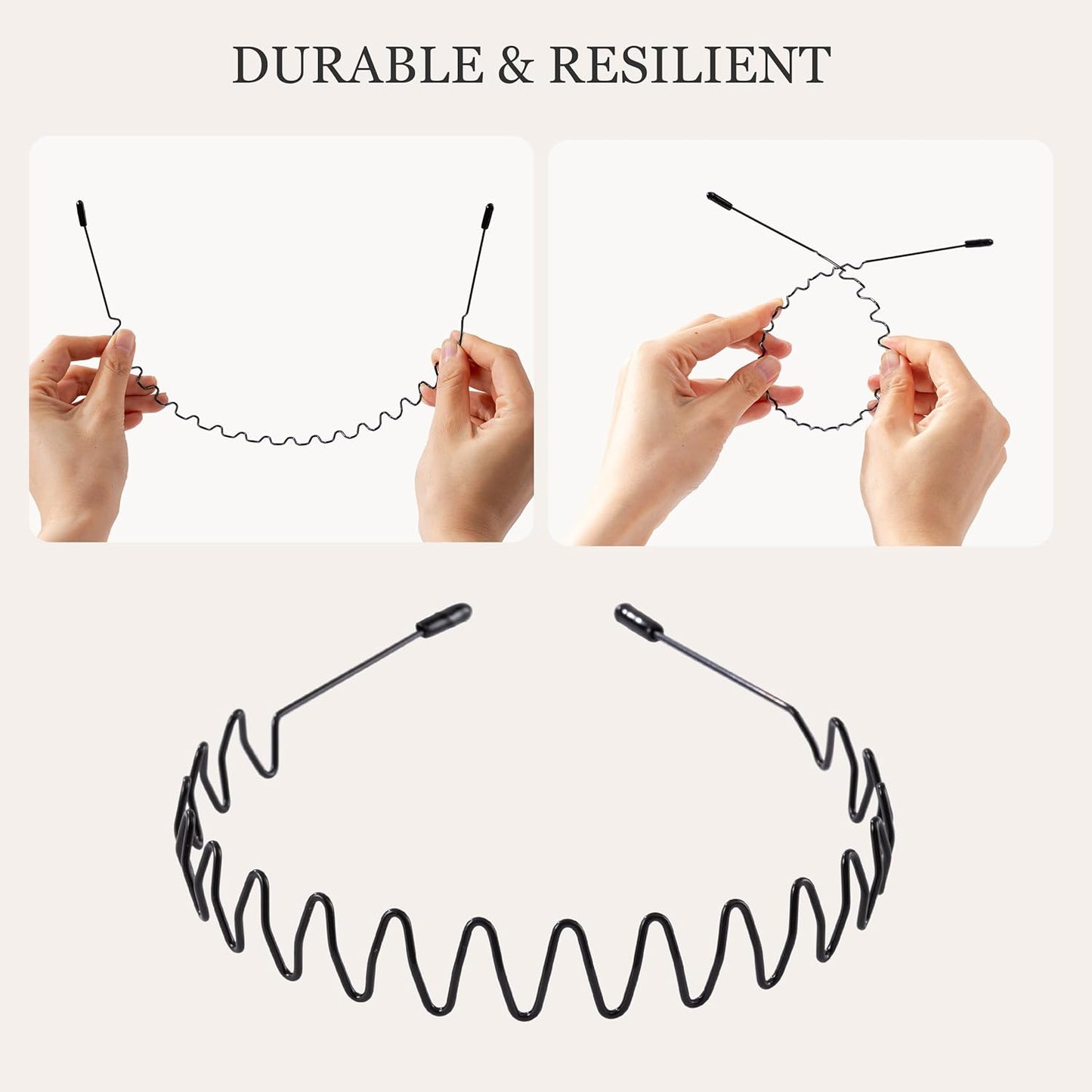 8pcs Unisex Fashion Metal Headbands Set for Men Women - Simple Elastic Non-Slip Hair Accessories