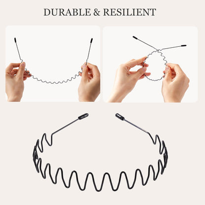 8pcs Unisex Fashion Metal Headbands Set for Men Women - Simple Elastic Non-Slip Hair Accessories