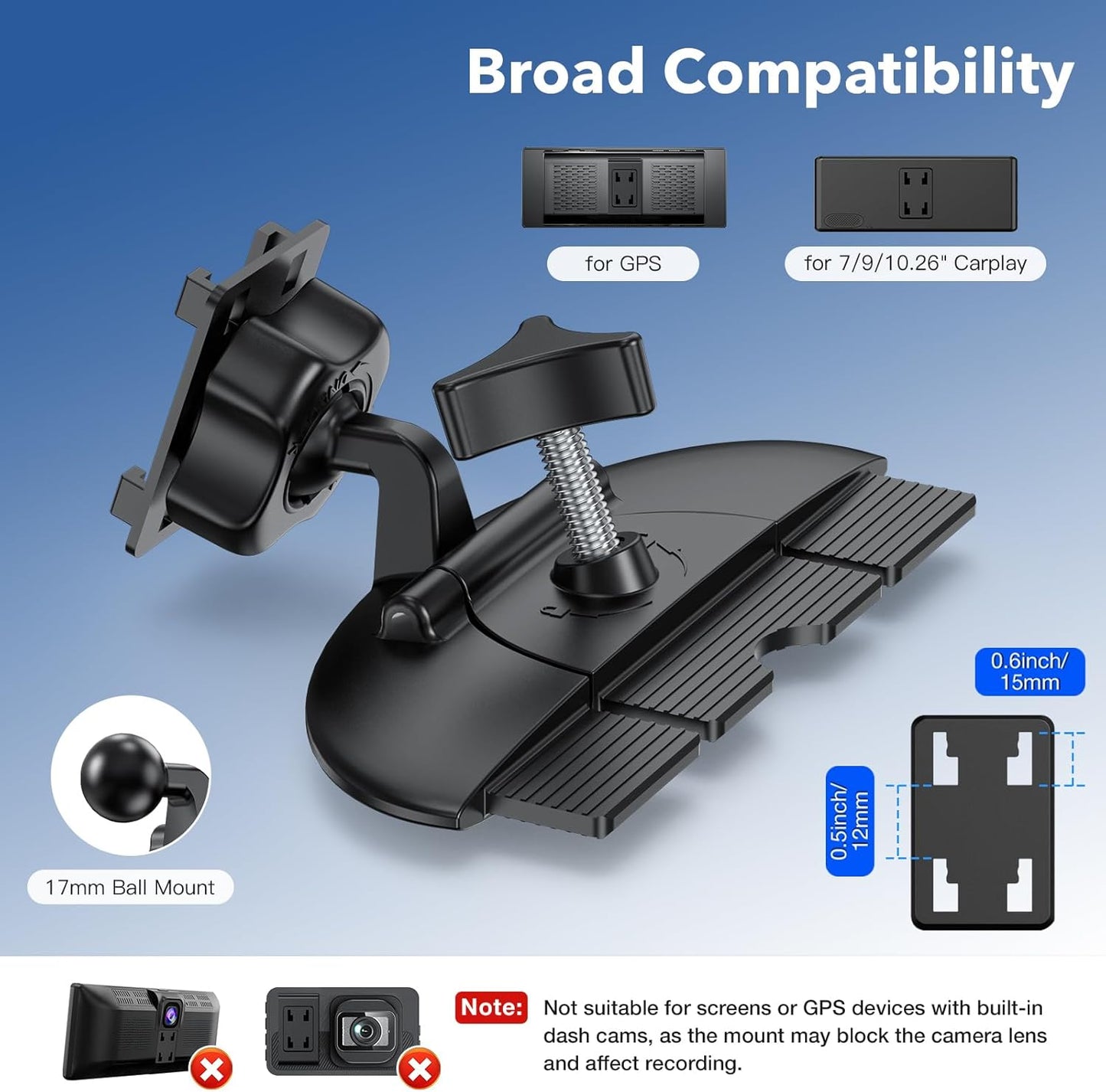 CD Slot CarPlay Screen Mount for 7–10.5" Displays, Stable Anti-Vibration Holder for CarPlay & Android Auto Screens