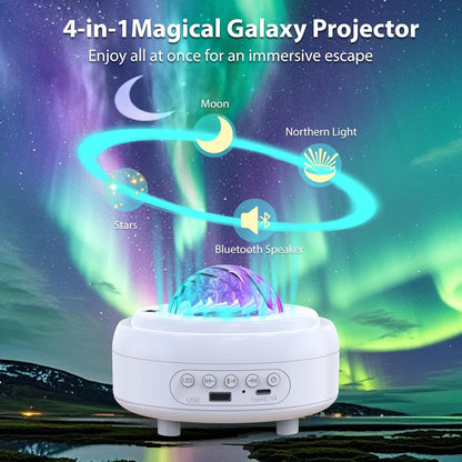 UFO Spaceship Projection Starry Sky Lamp with Bluetooth Speaker LED Lights Bedroom RGB Aurora Moon Lamp