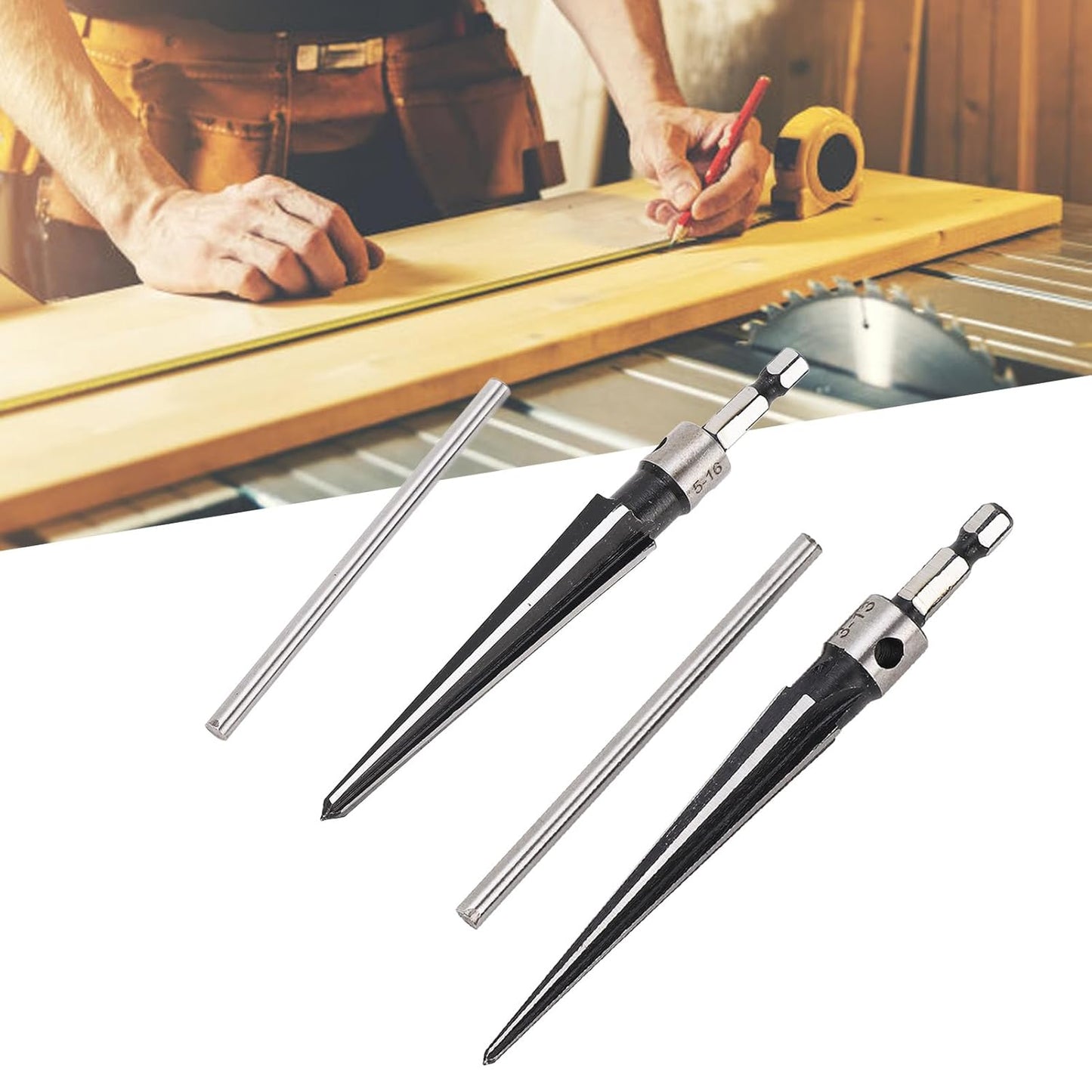 2Pcs Bridge Pin Hole Reamer, 1/8"-1/2" (3-13mm) 3/16''-5/8'' (5-16mm)