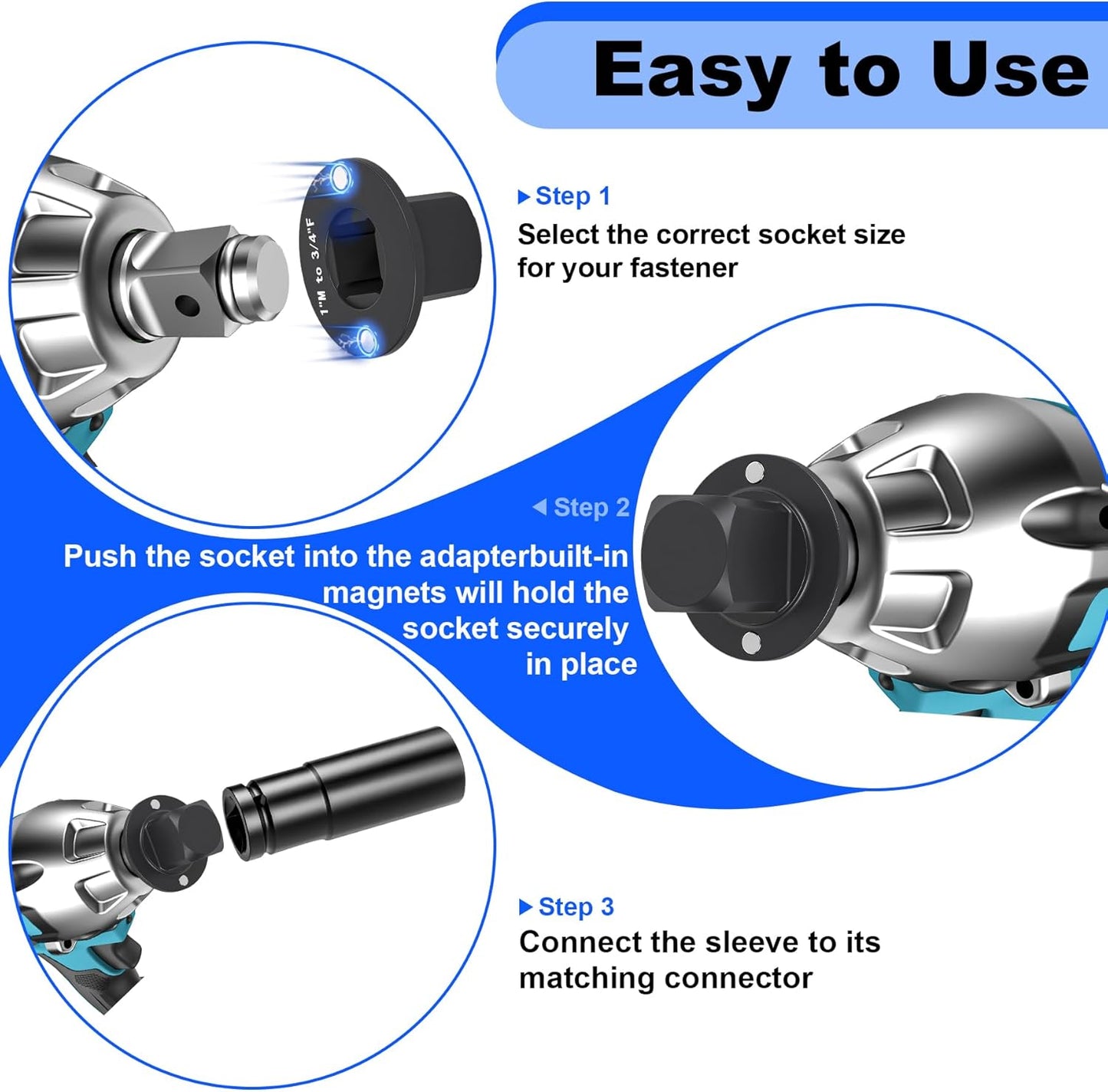Low Profile Impact Socket Adapter Set, Drive Ratchet Adapter Set