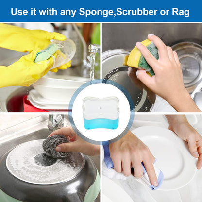 Kitchen Soap Dispenser Sponge Holder Press for Easy Dishwashing