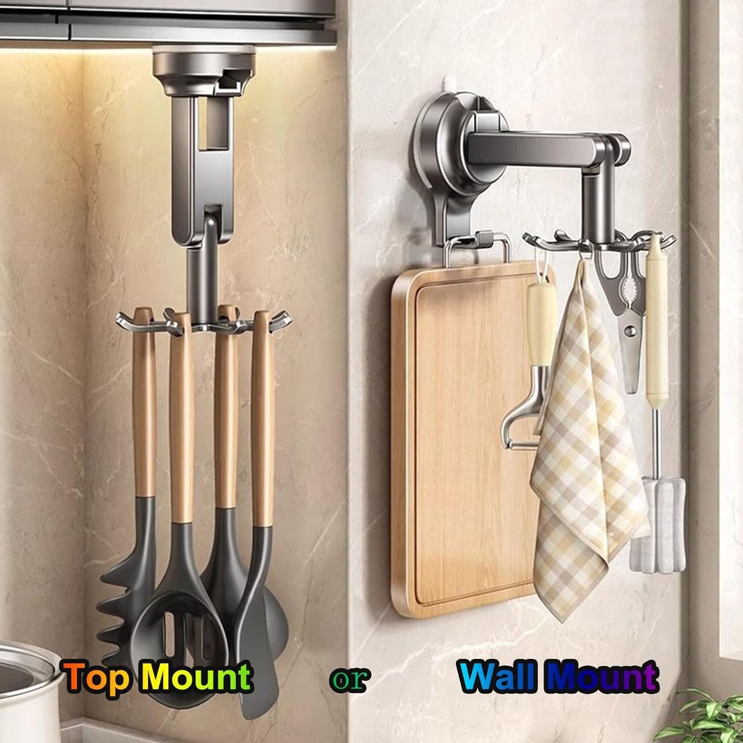 2pcs Suction Cup Wall Shelves - Non-Punching Installation, 360° Swivel Hooks
