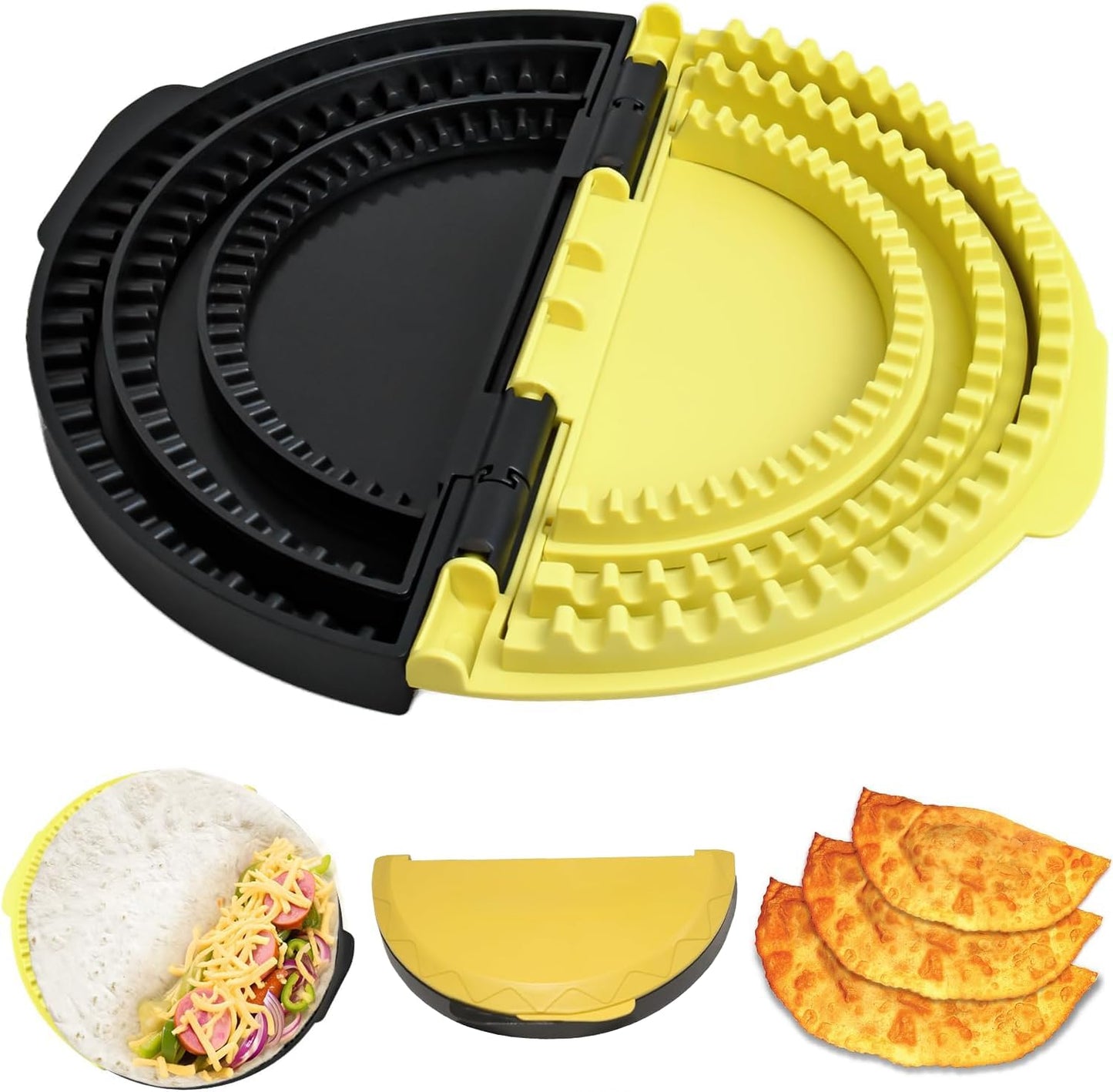 3-in-1 BPA-Free Tacos Tortilla Crimper Maker - Adjustable Size, For 6"-8-10" Crust