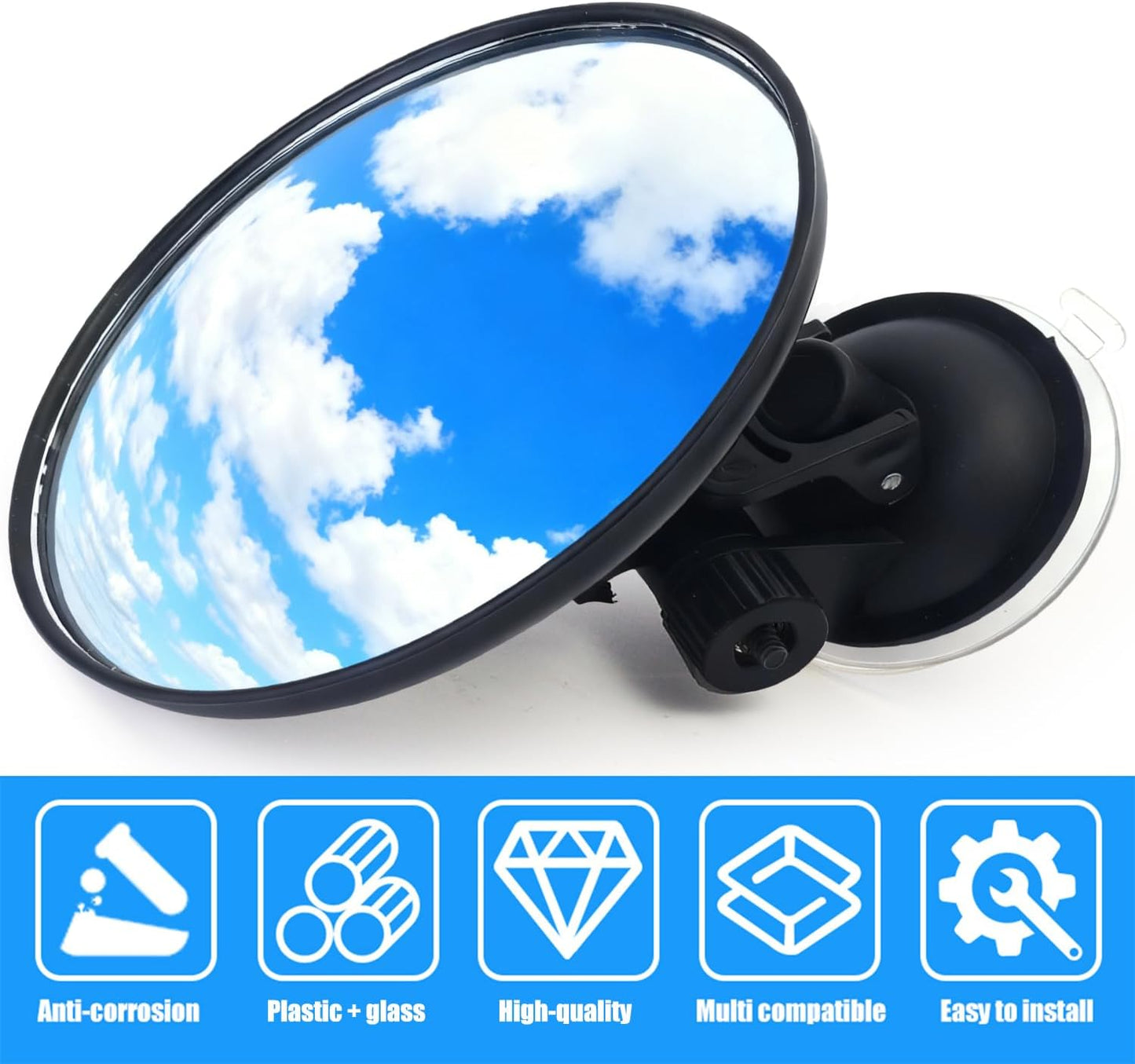 Car Rearview Mirror 360 Degree Rotation Wide-angle Rearview Convex Mirror