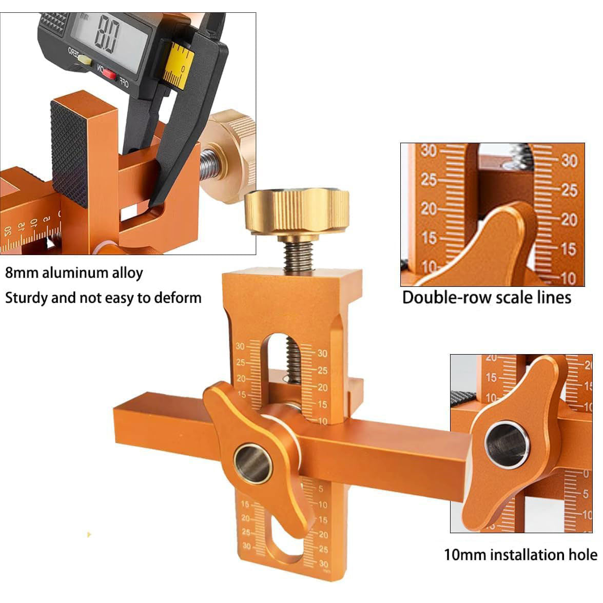 Aluminium Alloy Drillable Cabinet Door Installation Positioner - Adjustable Door Hinge Jig For Installing Cabinet Doors for Most Cabinet Doors
