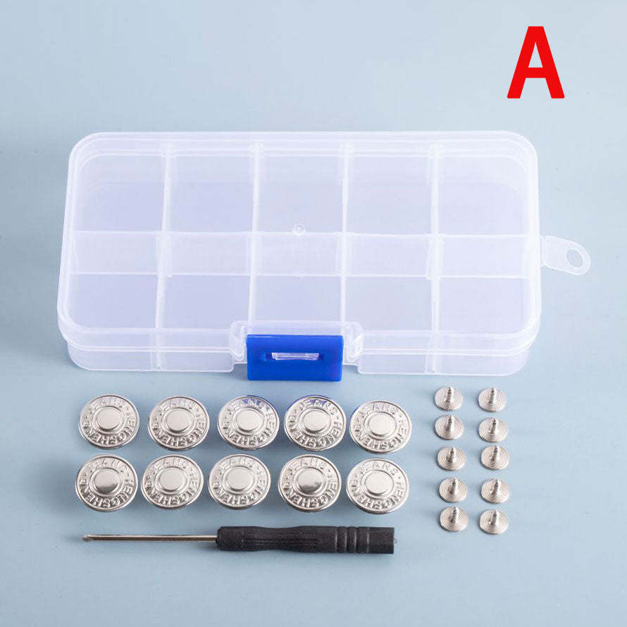 20 Pcs 17mm No-Sew Nailless Removable Metal Jeans Buttons With Thread Rivets and Screwdriver
