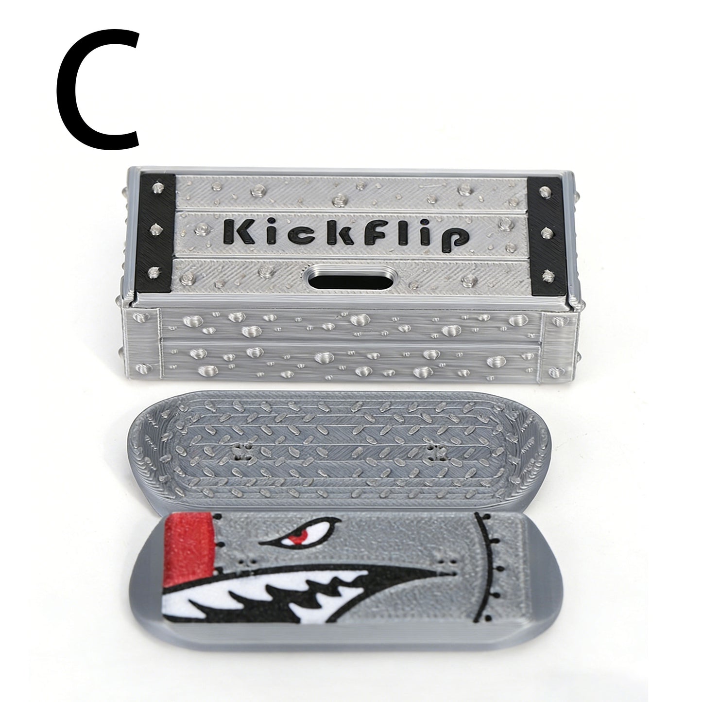 Magnetic Kickflip Fidget Slider Toy for Adults, Mini Flip Fingerboard Skateboard with Storage Crate Portable