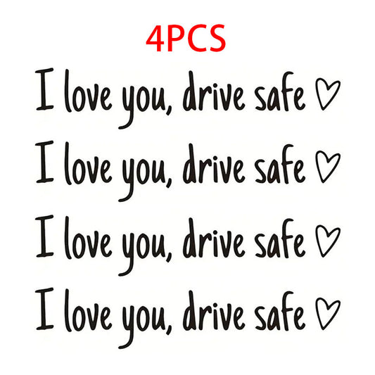 4 "I Love You, Please Drive Safely" Car Rearview Mirror Stickers