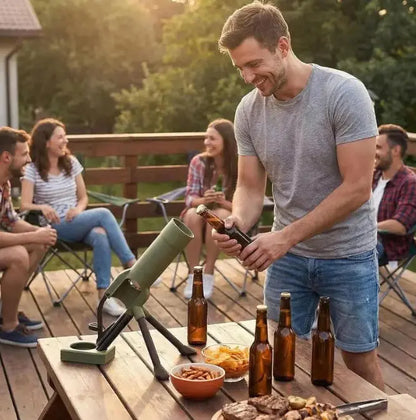Beer Bottle Mortar Opener, Pop-Up Beer Opener