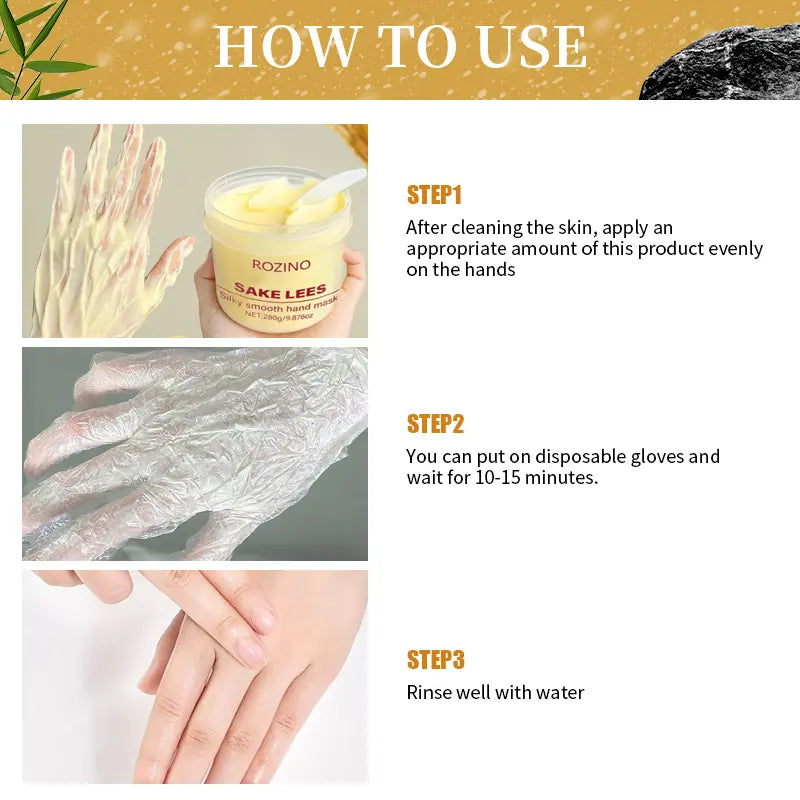 Sake Lees Hand Mask - Silky Smooth Formula for Hand Skin Care & Moisturization