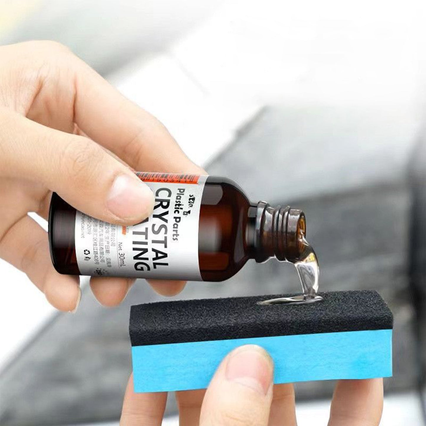 2pcs Crystal Coating for Car, Plastic Parts Refresher with Brush