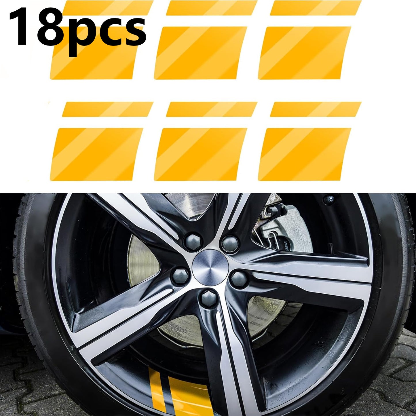 18Pcs Reflective Car Wheel Rim Decal Stripes Decoration Accessories