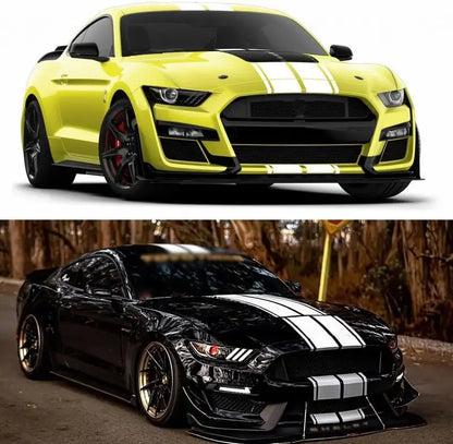 Universal Racing Car Hood Stripe Decal Black and White Waterproof Vinyl Stickers for SUVs Trucks Off-Road Vehicles Exterior Decoration Indoor Outdoor Use