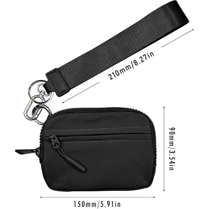 Zippered Wristlet Wallet with ID Window, 8+ Card Slots, Lipstick Holder, Detachable Strap & Keychain