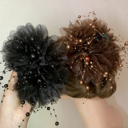 Vintage French Style Hair Clips with Floral Tassel Fringe