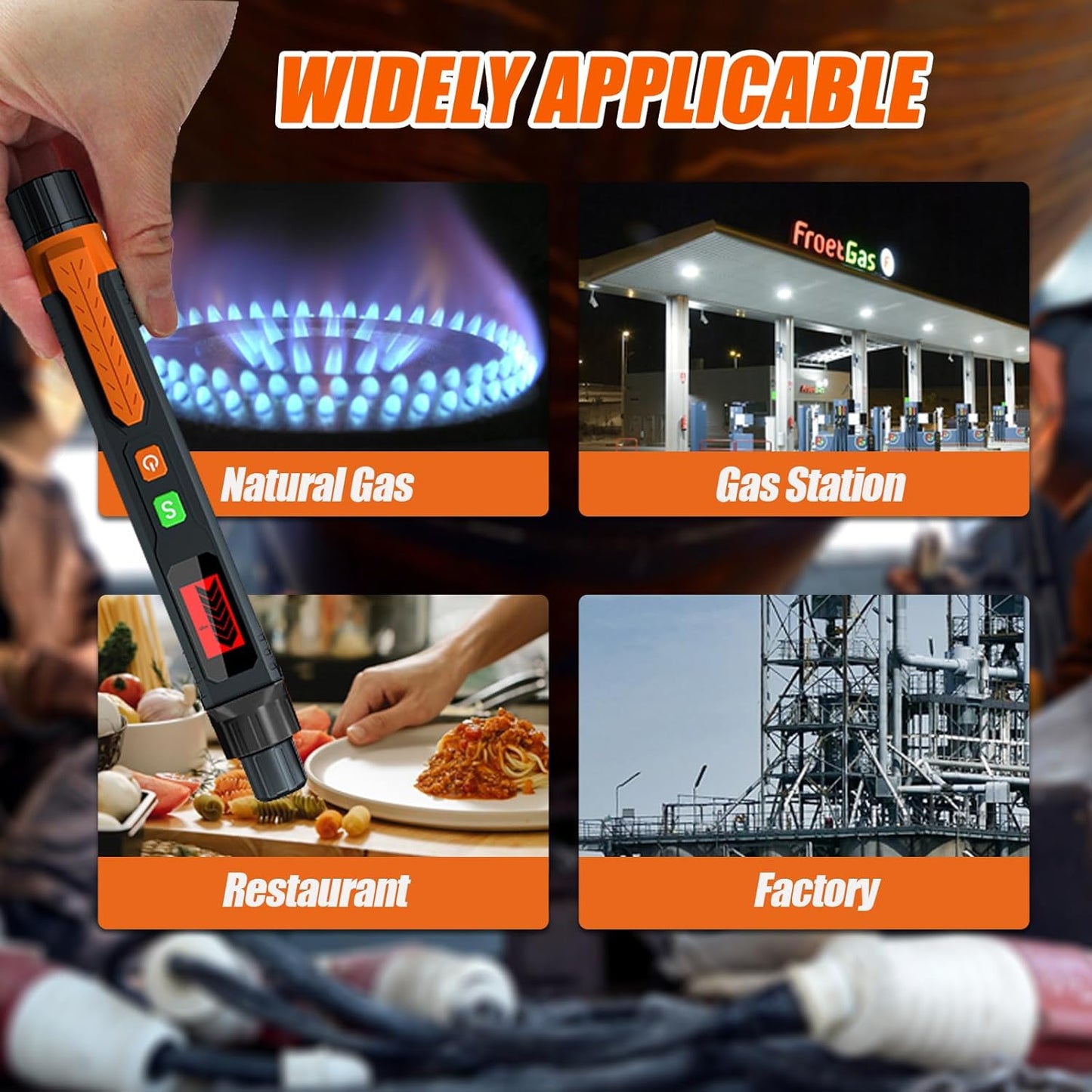 Natural Gas Leak Detector, Portable Gas Sniffer with Audible & Visual Alarm