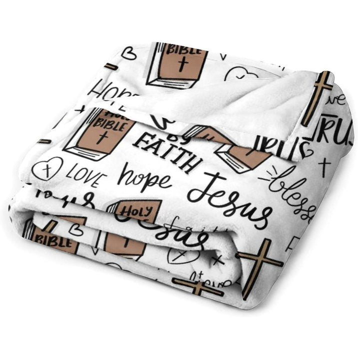 Christian Bible Cross Throw Blanket Jesus Religious Faith Prayer Blessed Print Blankets