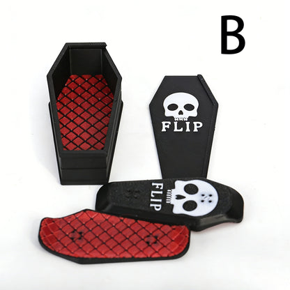 Magnetic Kickflip Fidget Slider Toy for Adults, Mini Flip Fingerboard Skateboard with Storage Crate Portable