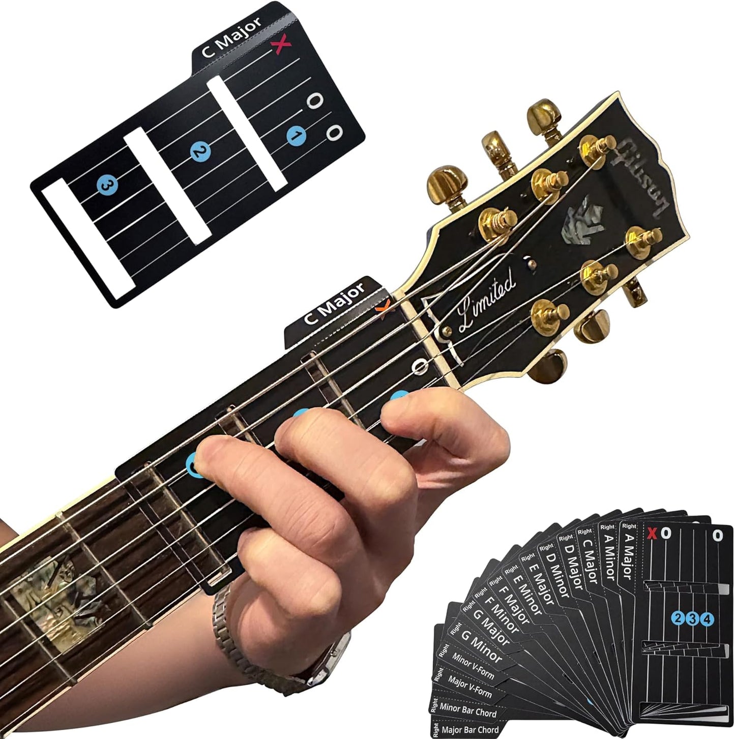 A Set Of 15pcs Guitar Card Chords - Music Recognition Cards