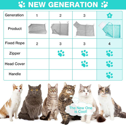Multifunctional Grooming Bathing Adjustable Cat Shower Net Bags